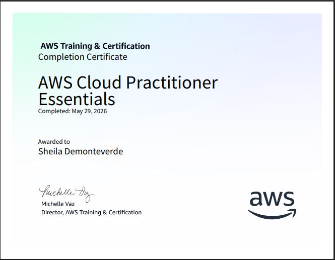 AWS Cloud Practitioner Essentials certificate